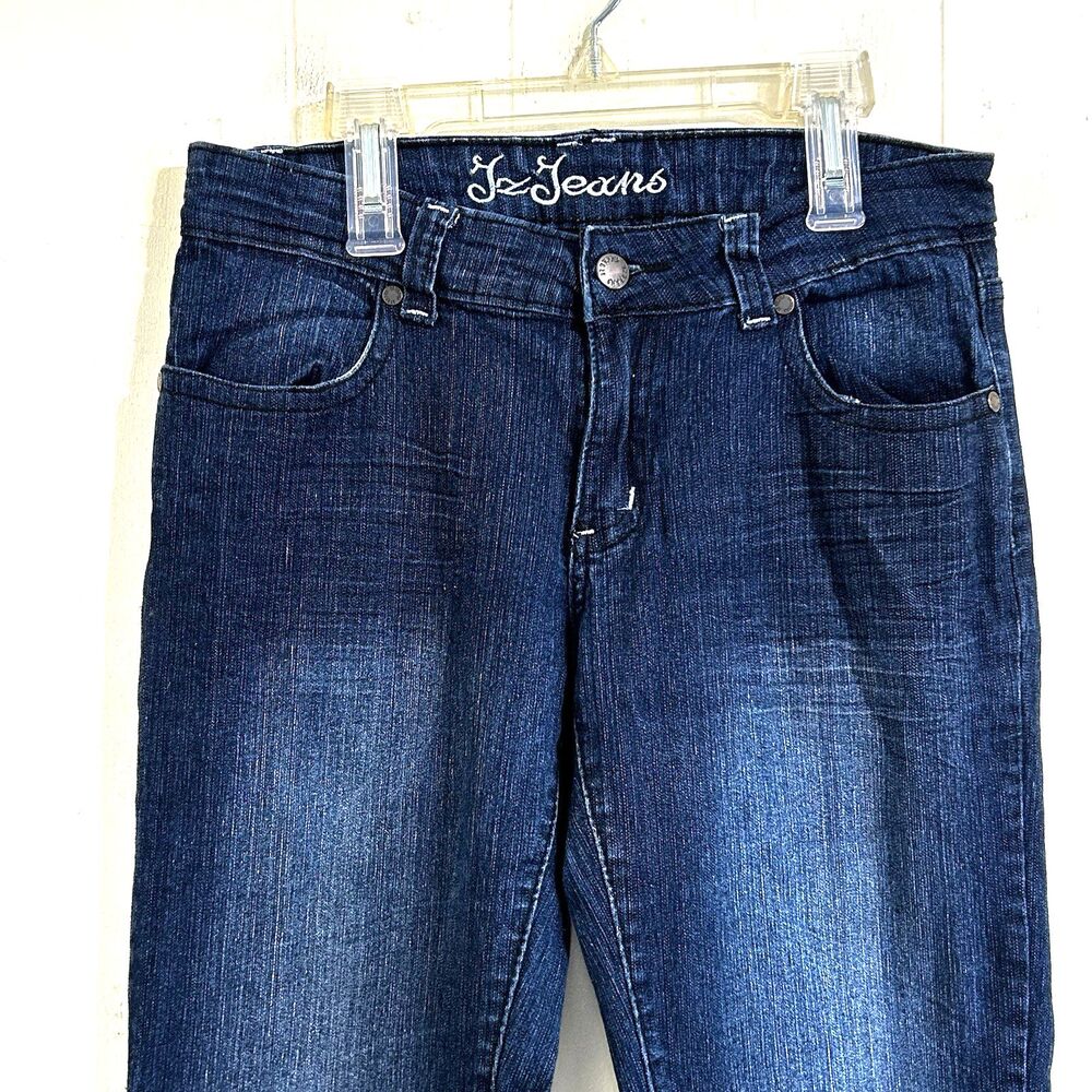 Jz Jeans Y2K Women's Blue Dark Wash Skinny Jeans Size 11 Low Rise Rhinestone - Picture 5 of 15